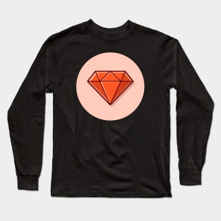 Diamond Cartoon Vector Icon Illustration Long Sleeve T-Shirt